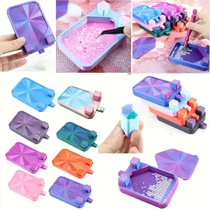 Colorful Diamond Painting Storage Box Set, Includes 2 Classification Boxes & Pushable Multi-Functional Organizer, Ideal for Craft Supplies