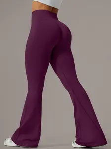 Women's High-Waisted Sporty Flared Pants, Butt-Lifting Design, Slimming Waist, Comfortable Fit, Enhances Leg Line, Perfect for Sports, Sporty Flared Leggings