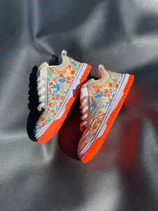 Men's Low-Top Trendy Canvas Shoes, Unisex Fashionable Anti-Slip Wear-Resistant, Classic Embroidered Floral Sneakers