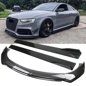 For Audi A5 S5 A6 A7 A8 Carbon Fiber Front Bumper Lip Splitter + Side Skirts Kit