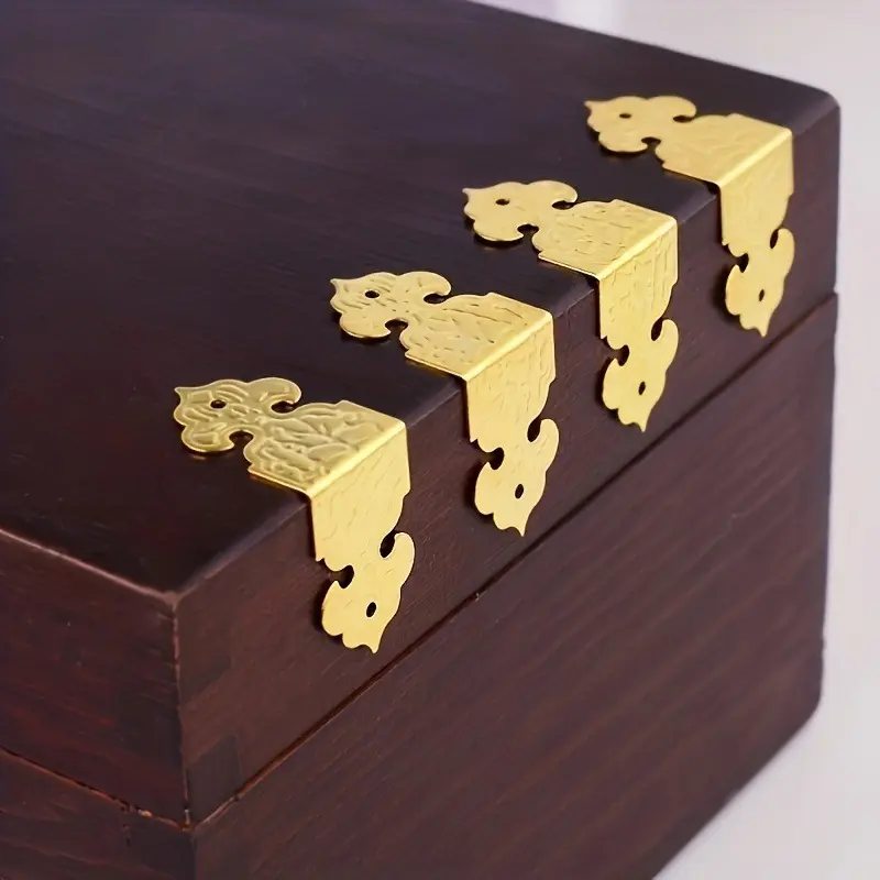 10pcs Decorative Corner Protectors - Edge & Corner Guards for Furniture Fittings with Wood Box Feet, Corner Protection, Anti-Scratch, and Furniture Decoration
