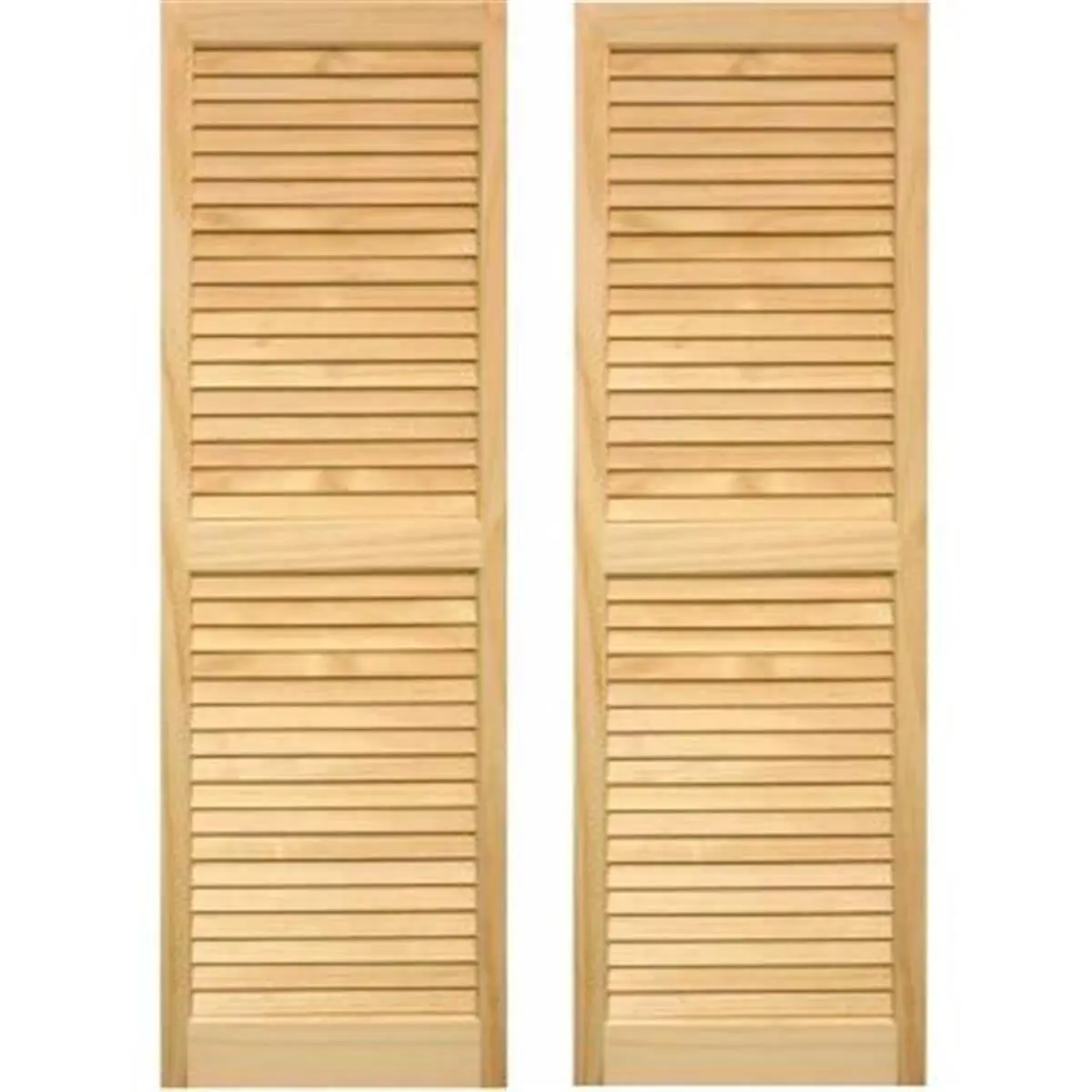 212 MAIN Pinecroft SHL63 Exterior Louvered Shutters, 15 x 63 in, Unfinished Pine Wood with Heavy Frame and Mortise and Tenon Construction, Windowlouvers, Mortise Joint, Decorative Hardware Available, Louvered Construction