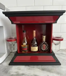 Customizable Mini Bar & Shot Glass Caddy | 3D Printed Personalized Gift | Compact Liquor Display & Server