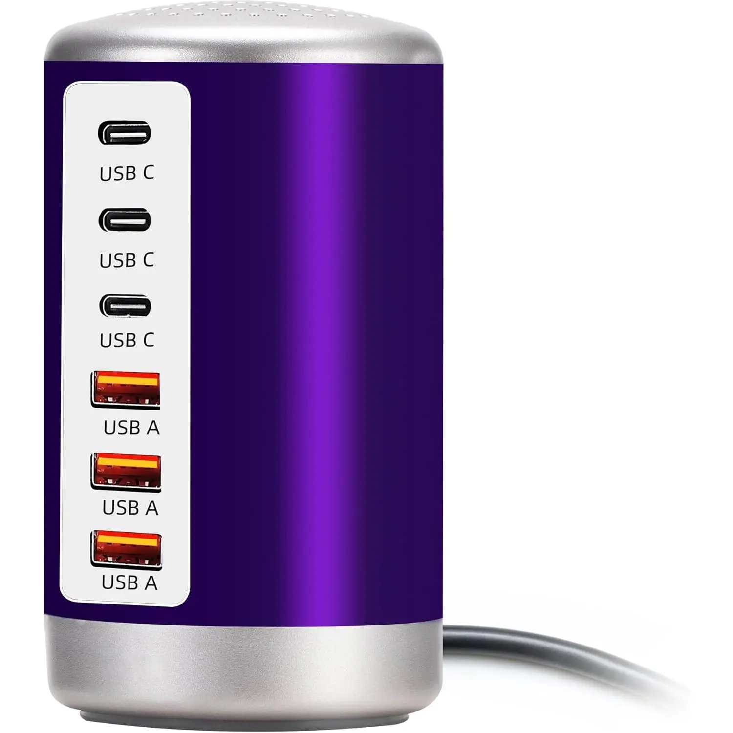 F-APT13  60W USB Charging Station with 6-Port (3 USB-A & 3 USB-C) for iPhone 12/13/14, Tablets & Smartphones - Purple