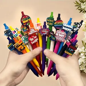 10/20 Pcs Silicone Inspirational Gel Ink Ballpoint Pens, Medium Point with Motivational Quotes Design, Durable Writing Tool for Gifts, Office, Students and Staff, Pen Set