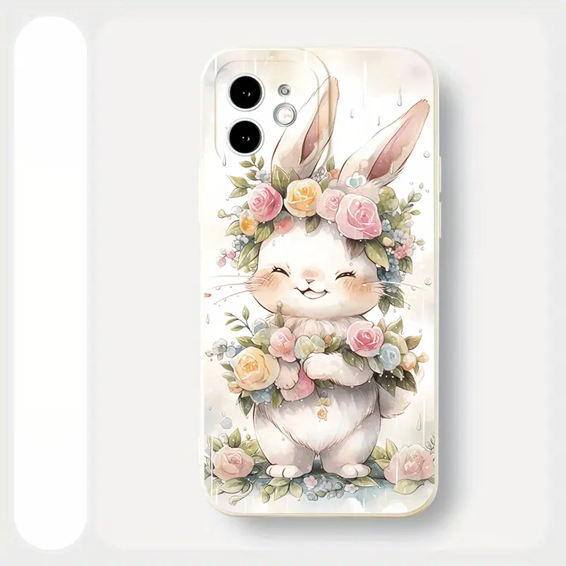 Floral Bunny Spring Pattern TPU Phone Case - Shockproof, Anti-Slip, Full-Coverage Smartphone/Cellphone Protection for iPhone 13-17, X, XS, Samsung & Other Handheld Devices, Ideal Gift for Friends/Family, Casing, Accessories