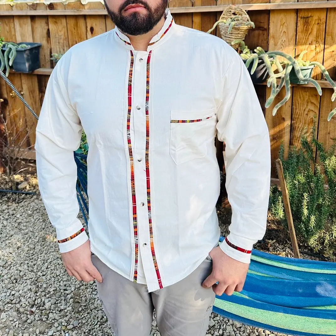 Guayabera clásica manga larga Casual Plain Shirts