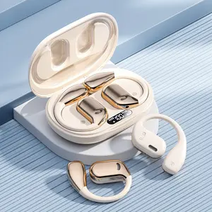 Sports Earbuds Open-Ear Bluetooth Headphones with Long Battery Life Mic & Charging Case Ideal for Workouts Office Commuting Compatible with iPhone Android Bone Conduction Tech Chargeable