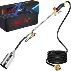 ARTFLAMM Portable Propane Torch Weed Burner Kit, Self-Igniting Blow Torch with10 FT Hose, Flame Torch for Campfires,Roofing Gardening Outdoor