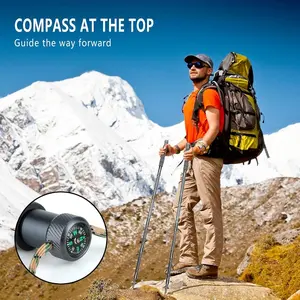 Multi-Functional Foldable Hiking Stick 1pc 5-Tube Trekking Pole with Compass & Whistle Ideal for Outdoor Hiking Camping Backpacking Trekking Essential Gear outdoor supply