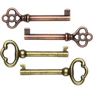 Antique Decorative Skeleton Keys KY-2AB and KY-3AB for Classic Furniture & Décor, Set of 4