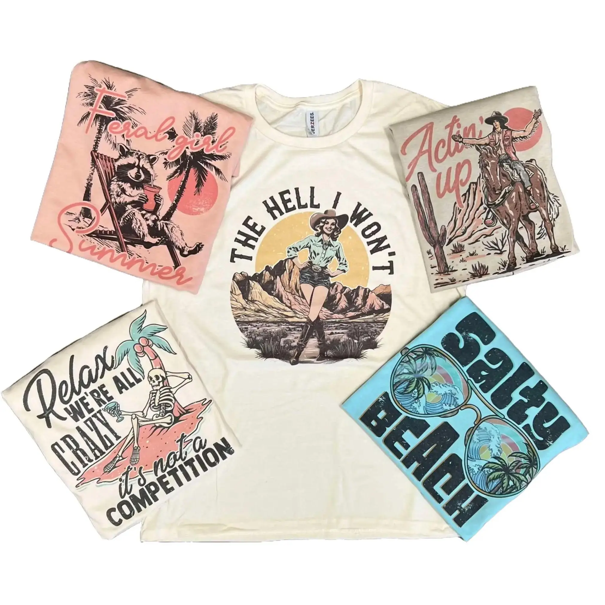 2 for $30 2025 Summer Graphic Tee Bundle - Choose Your Designs - LEAVE SECOND REQUEST IN NOTES AT CHECKOUT Set E