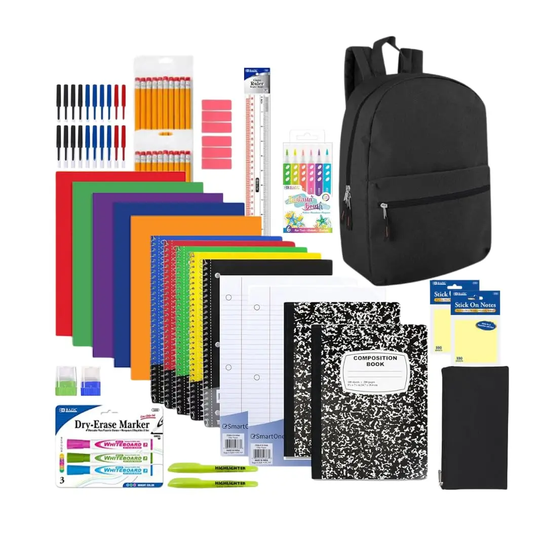 Back to School Supplies Kit with Backpack – 75+ Essentials