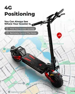 Electric Scooter –  60 MPH Max Speed, Mechanical disc brakes, 10-inch wheels, 1200W motor,  74 miles range, 3-speed adjustable,Foldable commuter scooter. Features a full-color LCD display with 4G / Bluetooth connectivity, Supports the Ecoleap App and NFC