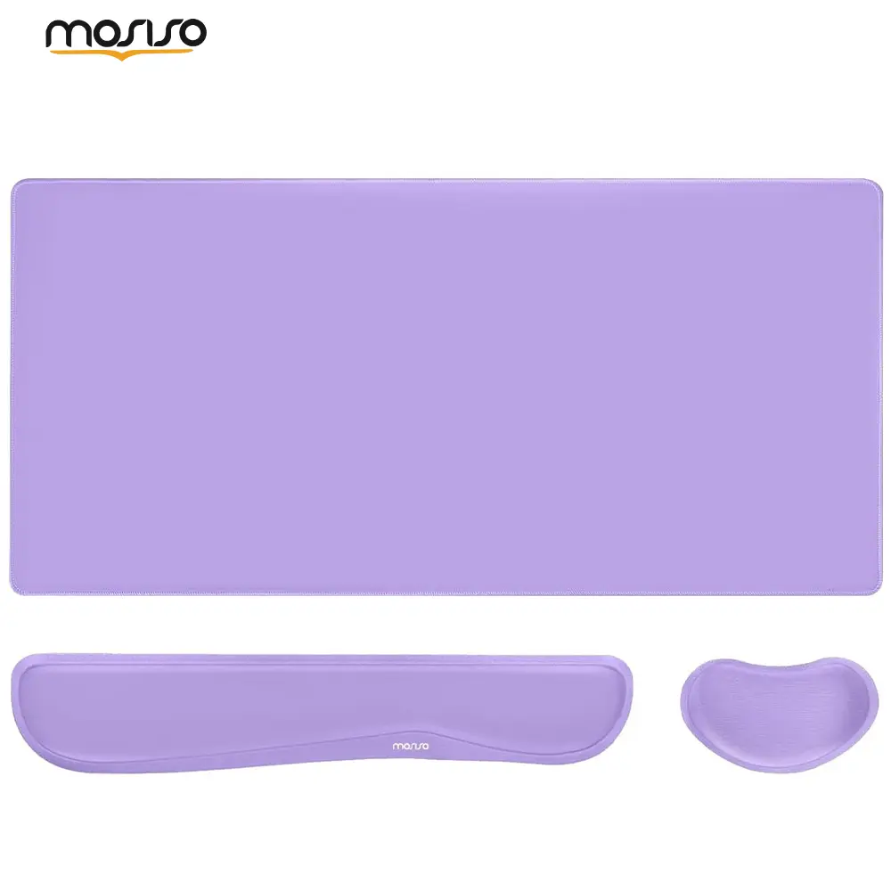 MOSISO Ergonomic Keyboard Wrist Rest & Gaming Mousepad Set - 17.52x3.15in Memory Foam, Breathable Cushion, Non-Slip, Pain Relief, 31.5x15.75in Neoprene Cloth Rectangular, Office Desk Accessories, Easy Typing, Compatible with All PCs/Macs, Home Office Use