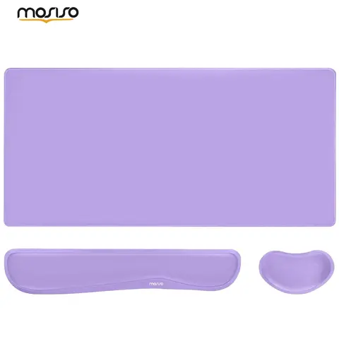 MOSISO Ergonomic Keyboard Wrist Rest & Gaming Mousepad Set - 17.52x3.15in Memory Foam Wrist Relief Pad (Breathable, Non-Slip Fabric), 31.5x15.75in Neoprene Cloth Pad, Office Supplies, Desk Accessories, for All PCs/Macs, Gaming Setups