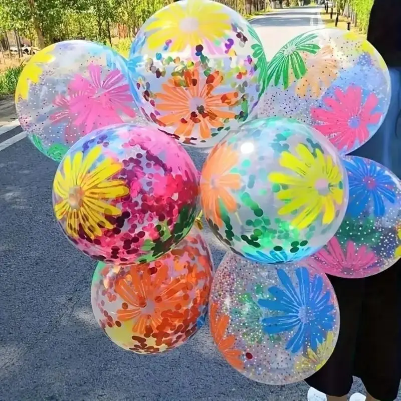 20pcs 12-Inch Floral Daisy Flower Balloons, Multicolor Latex Balloons for Birthday, Anniversary, Graduation, Princess Party Decor, Photo Background