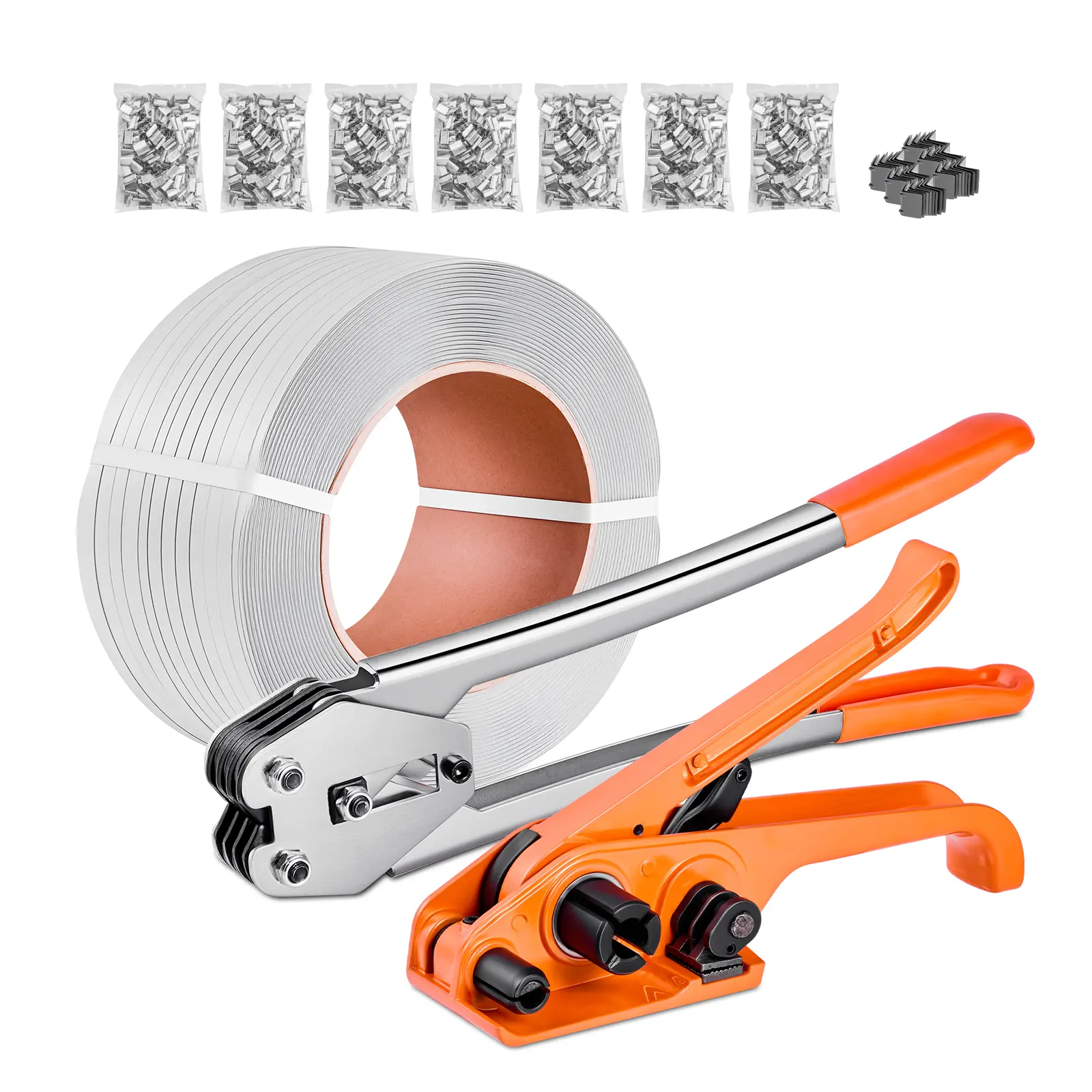 【Summerfinds】VEVOR Heavy Duty Banding Strapping KitComprehensive Efficient Packing Set with 3200 ft Long-Lasting PP Bands1000 Metal Seals50 Corner ProtectorsBanding Sealer Tool for Warehouse/ShippingComprehensive Set, Heavy Duty Sealers