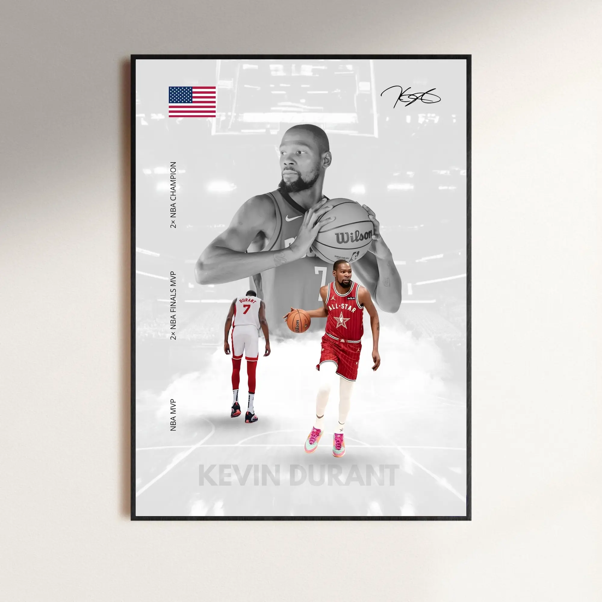 Kevin Durant Basketball Poster KD High-Resolution Wall Art Sports Poster, Office & Fan Decor, Poster Gifts, Gift For Fan - Unframed