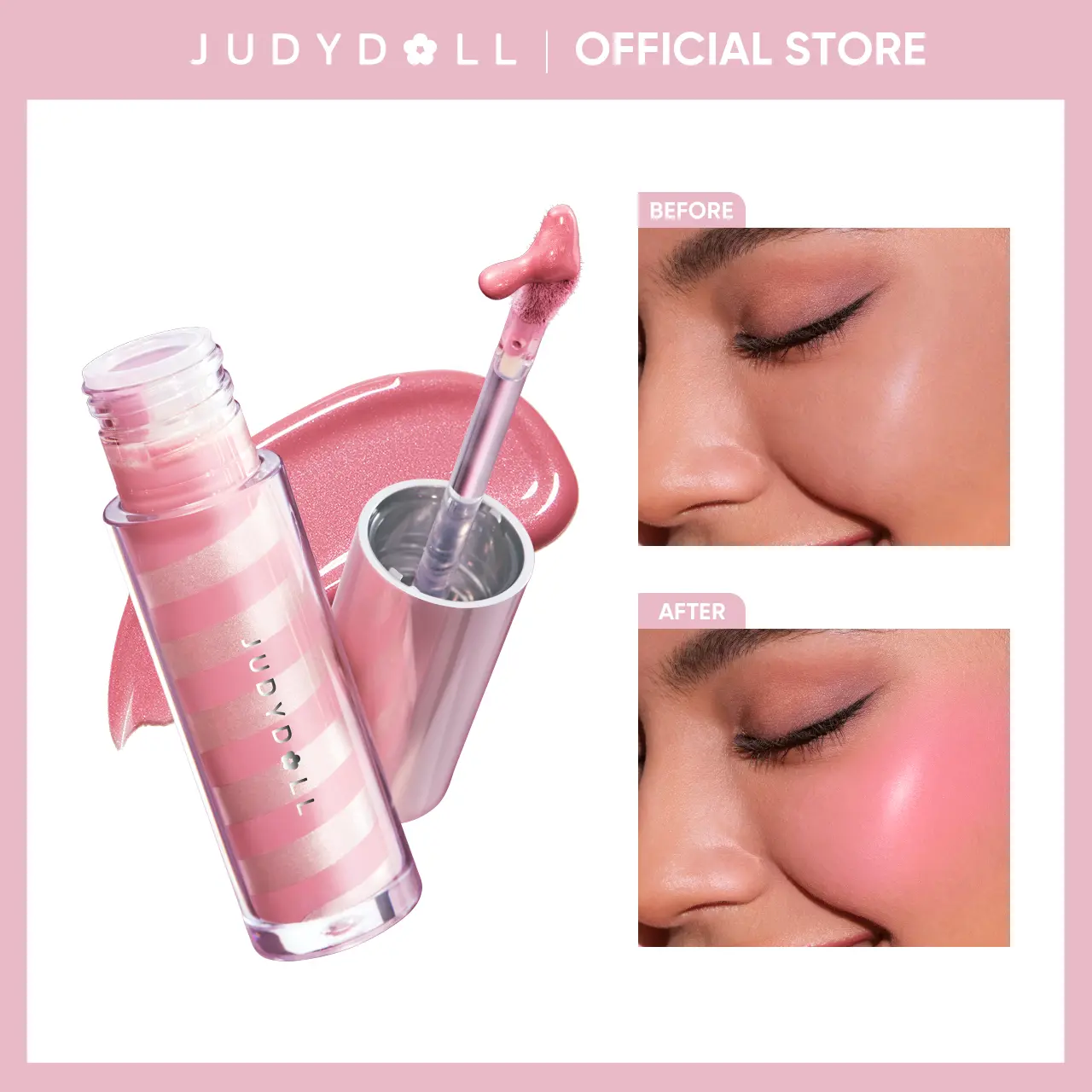 Judydoll Glow Blush Swirl, Blushlighter, Liquid Blush, Highlighter, Hydrating Serum Blush, Waterproof, Dewy Glow Finish, Lightweight, Clean Makeup, Long-Lasting, Natural, Makeup, Cosmetics, Summerwins