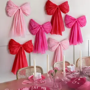 Valentine's Day DIY Decoration Set, Giant Wall Bow Decorations, Hanging Butterfly Knots for Home, Bedroom, Kitchen, Party, Office, Home Decor Ornaments, Birthday Party Decorations