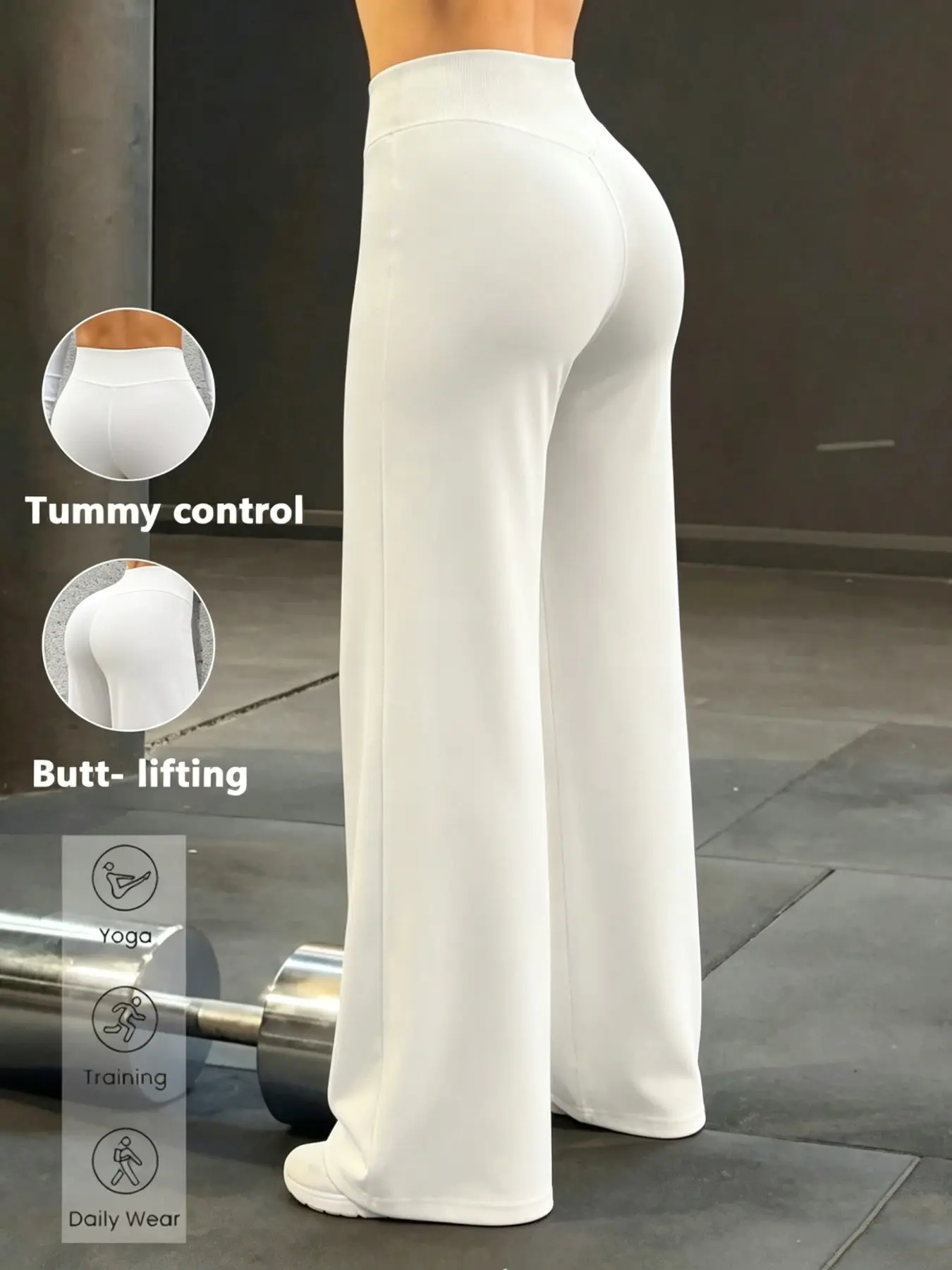 Women's High-Waisted Wide-Leg Yoga Pants, High Waist Activewear Bottoms, Tummy Control Butt Lifting, High Elasticity Micro Flare Tight Fit, Ideal for Fitness Training & Daily Wear