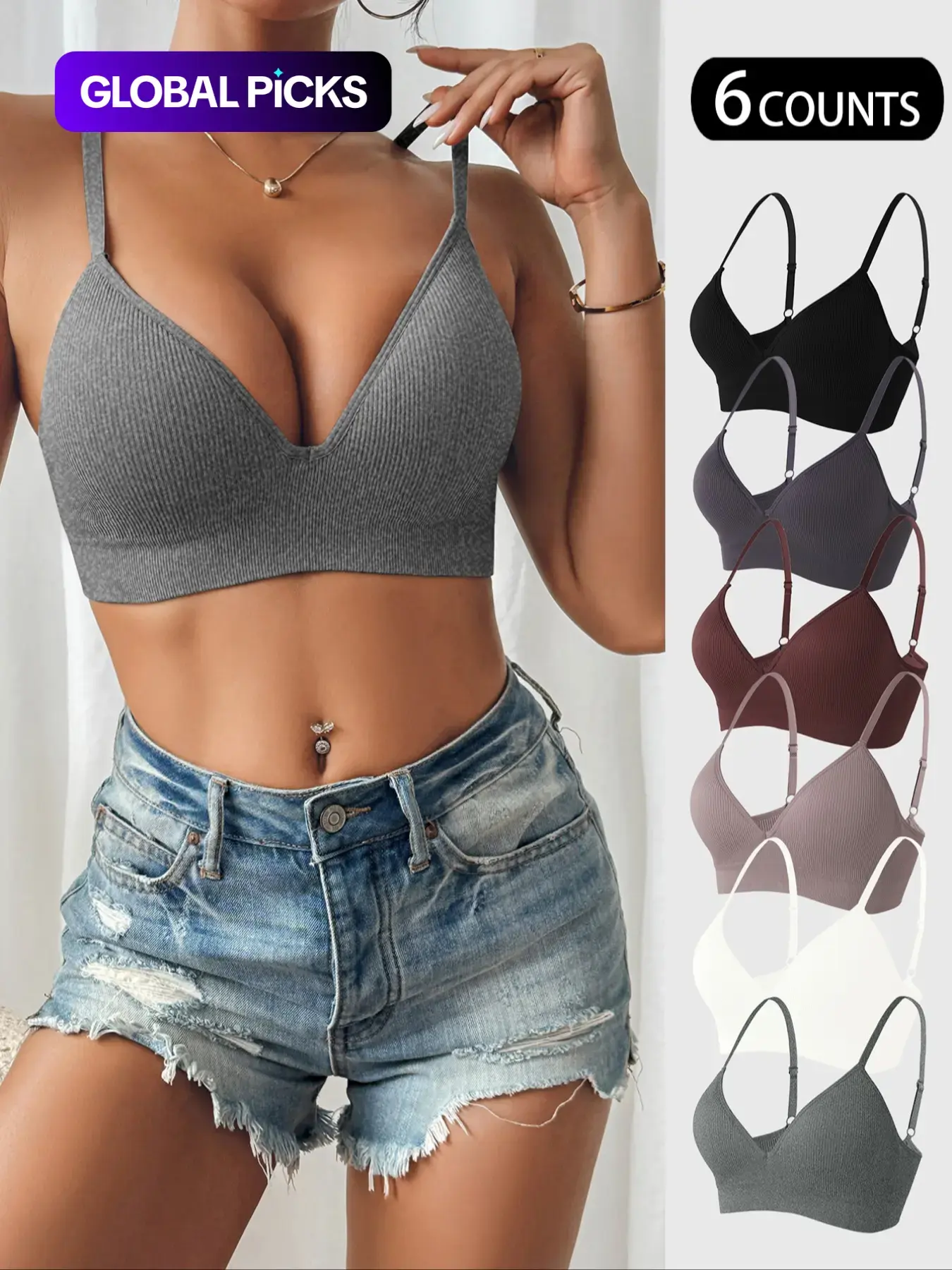 Women's Solid Wireless Bralette, Adjustable Strap Push Up Bra, Soft Comfortable Breathable Lingerie for Daily Wear, Breathable Comfy Bra, Adjustable Bras, Everyday Bras