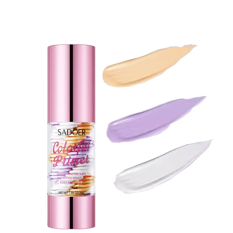 3-in-1 Colorful Makeup Base Primer, Color Correcting, Moisturizing, Evens Skin Tone, Minimizes Pores, Lightweight Non-Greasy, Long-Lasting No-Smudge Formula, Ideal for Daily Use, Suitable for All Skin Types, Moisturize Cosmetic Hydrate