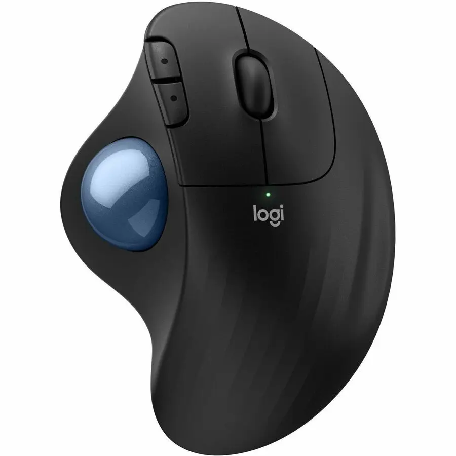 Logitech Ergo M575S Wireless Trackball Mouse, Black w/Blue Ball 910-007026
