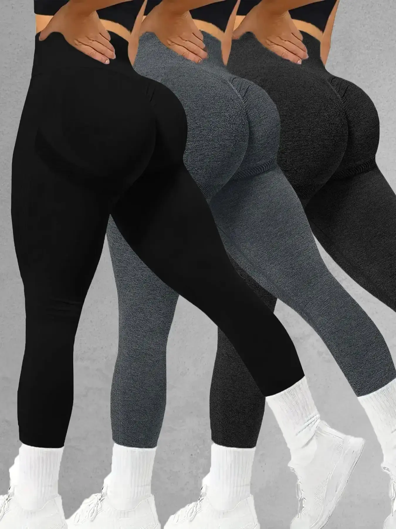 Women's Solid Ruched High-Waisted Leggings, High Stretch Seamless Comfy Breathable Gym Exercise Activewear, Skinny Fitness Pants for Yoga Gym Workout Running, Ladies Sportswear for All Seasons, Activewear Bottoms