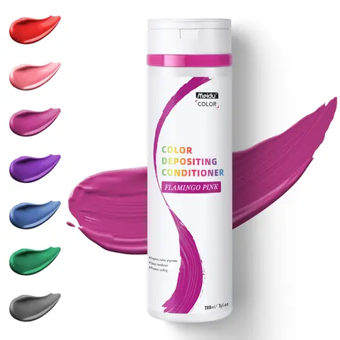 MEIDU Flamingo Pink Color Depositing Hair Conditioner - 200ml/250g Salon-Grade Vitamin-Infused Formula for Faded Dyed Hair (Adults, Female), Pigment Deposition, Deep Conditioning, UV Protection