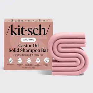 Kitsch Castor Oil Shampoo Bar for Hydration and Moisture, Vegan, Natural Solid Shampoo, Made in USA, Strengthens and Nourishes, Paraben-Free, 3.2oz