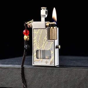 Cool Gadgets Lighter, Full Metal Vintage Liquid Lighter, Transparent Oil Tank, Oil Burners Flame Lighter, Portable Outdoor Igniter, Suitable For Gifts Boyfriend, For Smokers, Holiday Gifts For Father & Elders, Collection & Decoration, (Excluding Fuel)