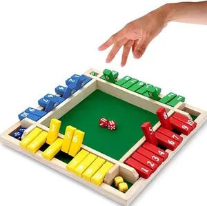 Classic Wooden Tabletop Dice Game "Lock Box" Party Set, 8 Dice, 1-4 Players, Ideal for Family Gatherings & Halloween Occasions,summervibes