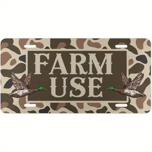 Camouflage Farm Tag/Southern Life Decoration Plate/Men's Gift/Rustic Style Camouflage License Plate/Agricultural Camouflage Truck Plate, 6x12inch Polished Metal Standard Front License Plate, Easy to Install, Decorative Use Only, Made in USA