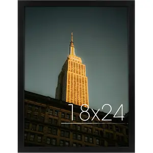 , 18x24 Frame, Black Solid  with Real Glass, 18 x 24 Picture Frames for Horizontal or Vertical Gallery Wall, Large Size Poster Frame, 1 Pack