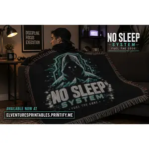 No Sleep System Blanket Woven Throw Gamer Blanket Coding Blanket Motivational Blanket Dark Aesthetic Blanket Gift for Gamers Night Shift