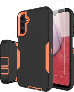 Samsung Galaxy A14 5G Case, with Tempered Glass Screen Protector and Dust-proof Port Cover, Full Body Protection Rubber Cover Phone Case for Samsung Galaxy A14 5G