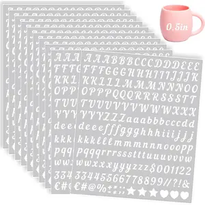 2000 Pieces 10 Sheets Vinyl Letter Stickers Small, 1/2 Inch Cursive Letter, Self-Adhesive Waterproof Alphabet Numbers for Scrapbooking Arts Crafts Water Bottle Mailbox DIY (White)