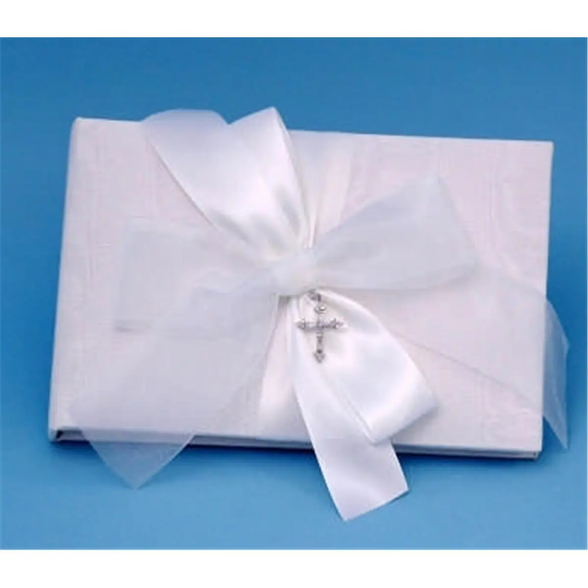 Ivy Lane Design 38AT Grace White Wedding Guest Book, 600 Signatures Space, Easy Signing, Plastic Spiral Binding, Removable Crystal Cross
