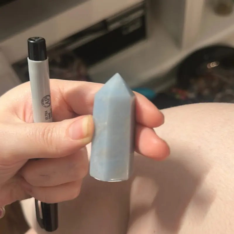 Mini Angelite Tower - Natural Healing Crystal for Energy Balance and Meditation