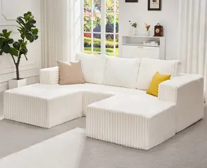 【Hobestluk】Modular Sectional Sofa Single/2/3-Seater Cloud Couch with Memory Foam | Oversized Sofa with Pillows Living Room