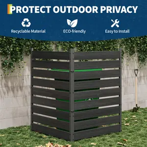49" h x 38" w (2 Panels) Cedar Privacy Screen,Trash Can Fence, Air Conditioner Fence,Ideal Outdoor Privacy Wall, Pool Equipment Enclosure,Black