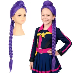 Long Braided Cosplay Wig- 39in 500g, Purple Braid Rumi Wig Halloween Cosplay Props，Anime Costume Wigs (Purple)