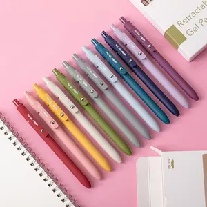 Mr. Pen Retractable Gel Pens - 12 Pack, Morandi, Gradient, or Vintage Barrels - Fine Point 0.5mm Black Ink with Fidget Ball - Cute Aesthetic Pens for Journaling & Office Supplies Pastel Markers