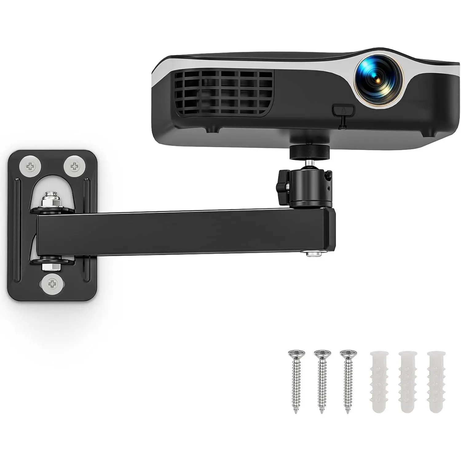 Projector Stand with Wall & Mini Ceiling Mount - 1/4-in Thread, 360-Degree Rotation, Adjustable Tilt & Swivel, Foldable, Easy Setup - Compatible with Most Projectors, Ring Lights & Devices for Home, Gaming Rooms, Streaming Setups