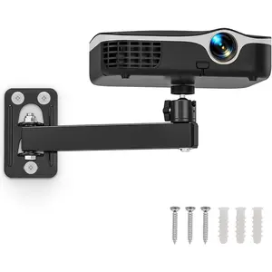Projector Stand with Wall & Mini Ceiling Mount - 1/4-in Thread, 360-Degree Rotation, Adjustable Tilt & Swivel, Foldable, Easy Setup - Compatible with Most Projectors, Ring Lights & Devices for Home, Gaming Rooms, Streaming Setups