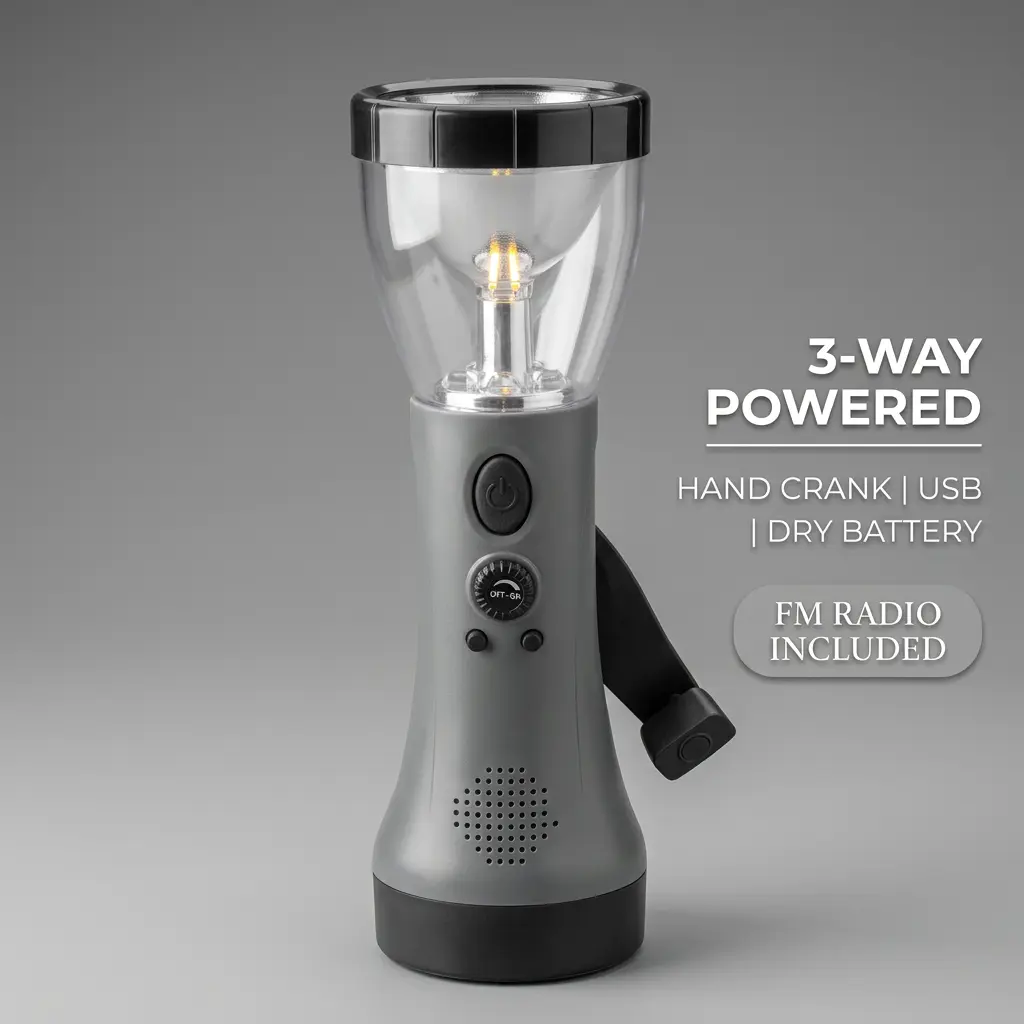 Emergency Radio Hand-crank charging Outdoor c Flashlight, USB charging, or dry-cell batteries, allowing you to listen to the radio, weather reports, and music; ideal for outdoor lighting, emergency power, and listening to programs
