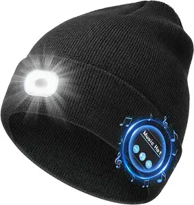 Bluetooth Beanie with Light Unisex USB Rechargeable 6 LED Headlamp Hat with Cordless Headphones Warm Balaclava Super Soft Acrylic Blend for All Seasons Fashion Hat Christmas Gift Outdoor Hat. Christmas Gift Outdoor Hat. Christmas Birthday Gifts