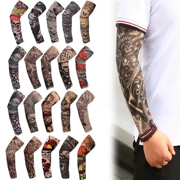 Tattoo Arm Sleeves ( 5 Pairs) - UV Protection, Unisex Cooling Print Soft Protective Arm Sleeves,Outdoor Sports & Fitness Accessories for Running, Cycling, Driving
